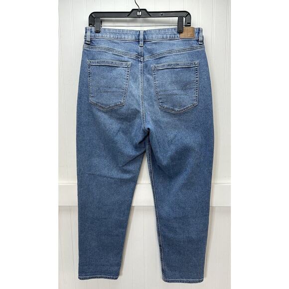 American Eagle Jeans Womens 12 Blue Mom Stretch High Rise Light Denim 90s EUC - Picture 2 of 12